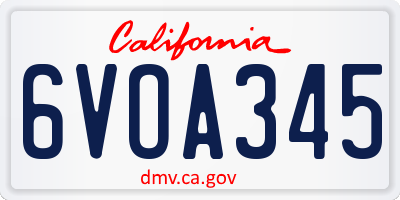 CA license plate 6VOA345