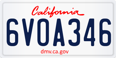 CA license plate 6VOA346