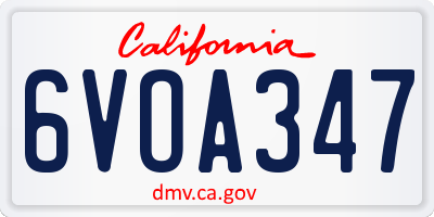 CA license plate 6VOA347