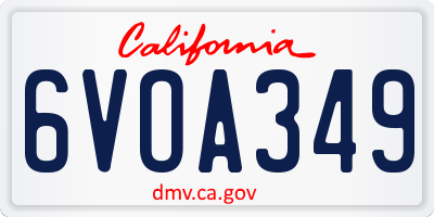 CA license plate 6VOA349
