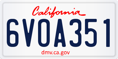CA license plate 6VOA351