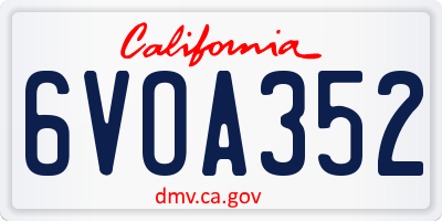 CA license plate 6VOA352