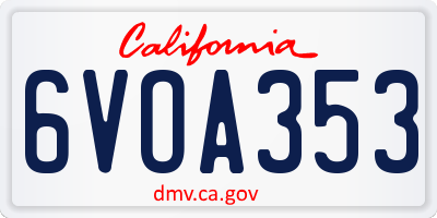 CA license plate 6VOA353