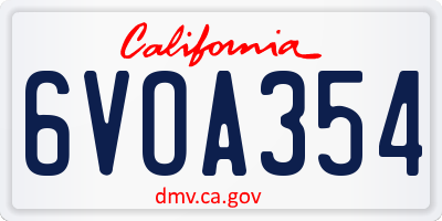 CA license plate 6VOA354