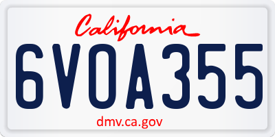 CA license plate 6VOA355