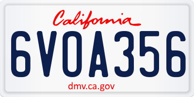 CA license plate 6VOA356