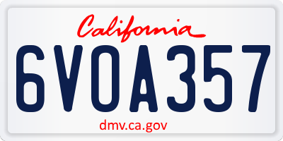 CA license plate 6VOA357