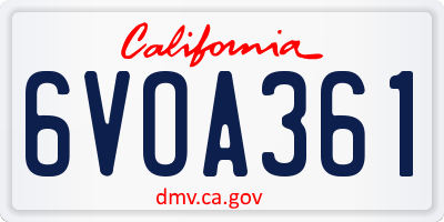 CA license plate 6VOA361
