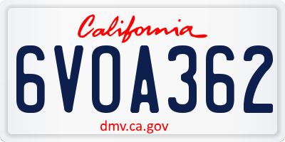 CA license plate 6VOA362