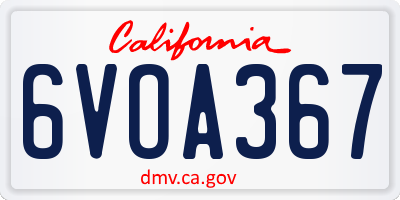 CA license plate 6VOA367