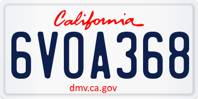 CA license plate 6VOA368