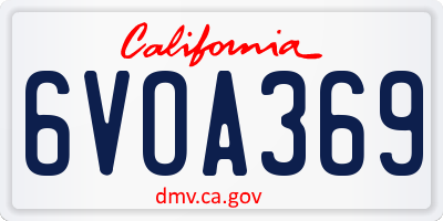 CA license plate 6VOA369