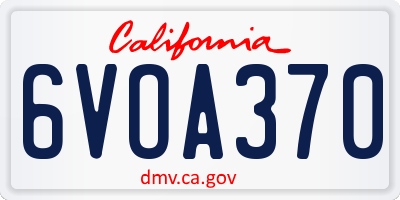 CA license plate 6VOA370