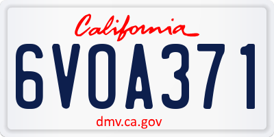 CA license plate 6VOA371