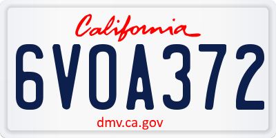 CA license plate 6VOA372