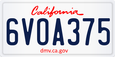 CA license plate 6VOA375