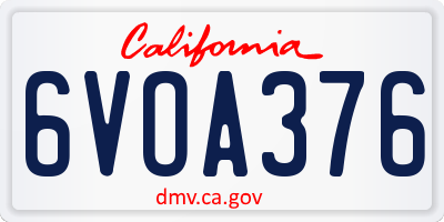 CA license plate 6VOA376