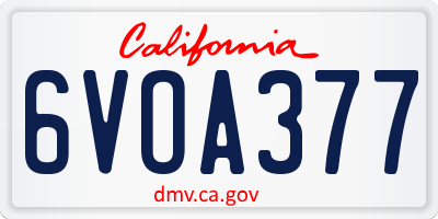 CA license plate 6VOA377