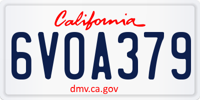 CA license plate 6VOA379