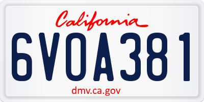 CA license plate 6VOA381