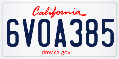 CA license plate 6VOA385