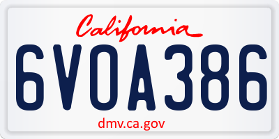 CA license plate 6VOA386