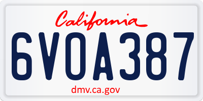 CA license plate 6VOA387