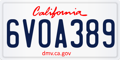 CA license plate 6VOA389