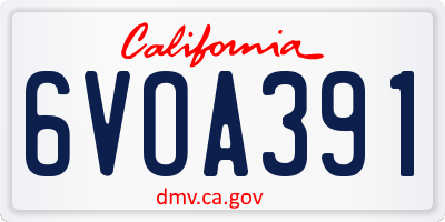 CA license plate 6VOA391