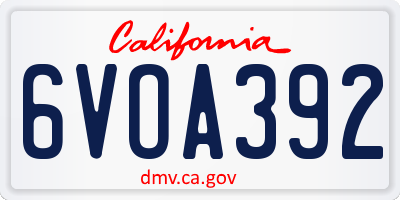 CA license plate 6VOA392