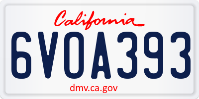 CA license plate 6VOA393