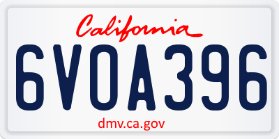 CA license plate 6VOA396