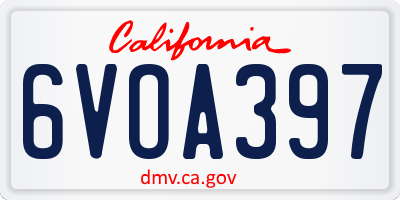 CA license plate 6VOA397