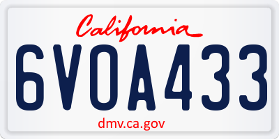 CA license plate 6VOA433