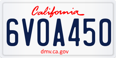 CA license plate 6VOA450