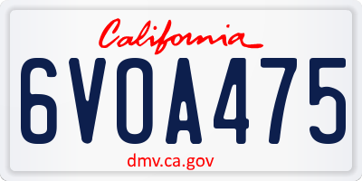 CA license plate 6VOA475