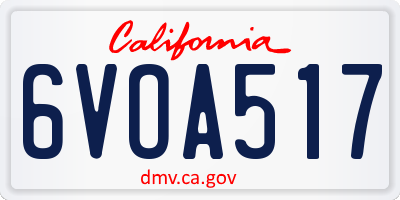 CA license plate 6VOA517