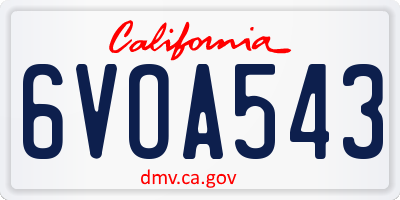 CA license plate 6VOA543