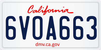 CA license plate 6VOA663