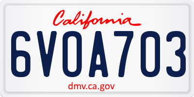 CA license plate 6VOA703