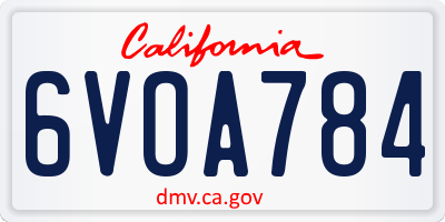 CA license plate 6VOA784