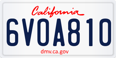 CA license plate 6VOA810