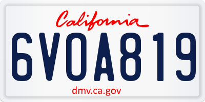 CA license plate 6VOA819