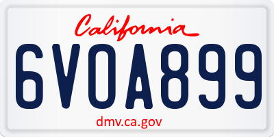 CA license plate 6VOA899