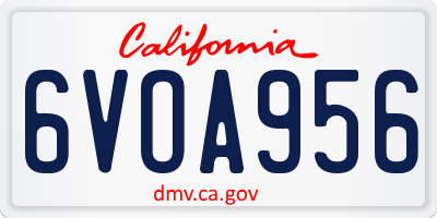 CA license plate 6VOA956