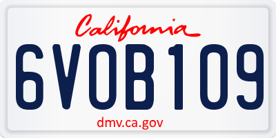 CA license plate 6VOB109