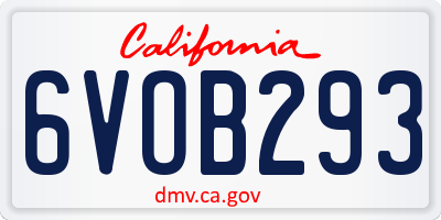CA license plate 6VOB293