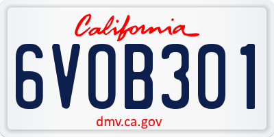 CA license plate 6VOB301