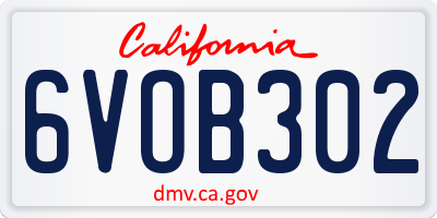 CA license plate 6VOB302