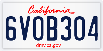 CA license plate 6VOB304